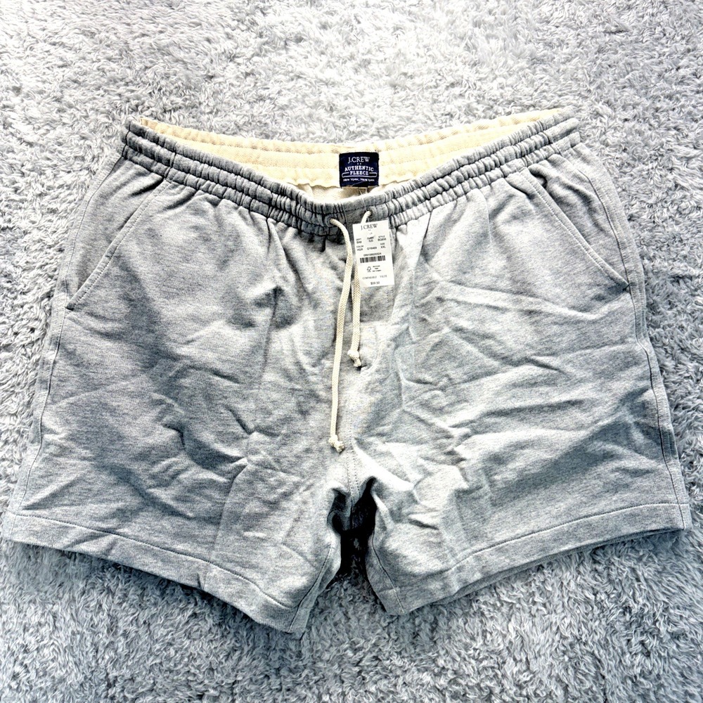 J.Crew Sweat Shorts Mens XXL Gray Authentic Fleece Drawstring Lounge NWT 2XL 5"